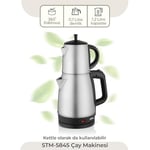 Sinbo STM-5845 Çelik Elektrikli Çay Makinesi Inox Çaycı 2-in-1 Demlik Su Isıtıcı 1600W Otomatik Kapama