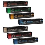 Sirius Premium Kapsül Kahve 7'li Set (Lungo, Italy, Ristretto, Smooth, Sport, Decaf, Organik) (7 x 10 Adet)