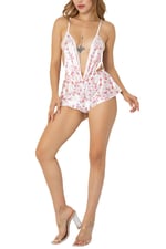 Sırt ve Göğüs Dekolteli Saten Şortlu Tulum-262 DESENLİ L-XL