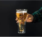 Şişe Tasarımlı Çift Cidarlı Cam Bardak, Bira Meşrubat 350 Ml