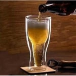Şişe Tasarımlı Çift Cidarlı Cam Bardak, Bira Meşrubat 350 Ml