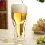 Şişe Tasarımlı Çift Cidarlı Cam Bardak, Bira Meşrubat 350 Ml