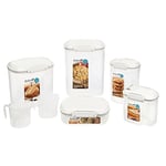 Sistema BAKE IT pişirme seti saklama kutusu seti, kapaklı 5 dökme kutusu ve 2 ölçüm kabı, BPA içermez, müsli, un, makarna ve daha fazlası için mükemmel