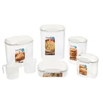 Sistema BAKE IT pişirme seti saklama kutusu seti, kapaklı 5 dökme kutusu ve 2 ölçüm kabı, BPA içermez, müsli, un, makarna ve daha fazlası için mükemmel