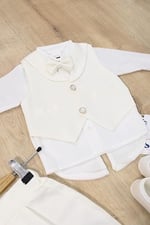sitilin Erkek Bebek Yelekli Papyonlu Mevlit Takımı Lüks Özel Gün ve Mevlütlük Süslü Set 0-4 AY STL6883