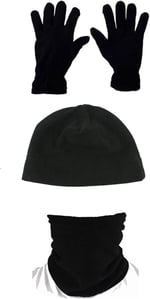 Siyah 3'lü Set: Bere, Boyunluk, Eldiven, Termal Çorap Hediyeli, Unisex 3'lü Set: Bere Boyunluk Eldiven