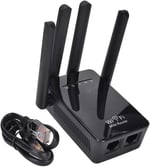 Siyah 4 Antenli 300Mbps WiFi Menzil Genişletici Tekrarlayıcı 360° Sinyal Kapsamı Hızlı Kurulum