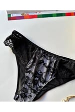 Siyah Dantelli Beyaz Kumaş Detaylı Arkası Transparan Tasarım Slip