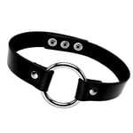 Siyah Deri Tasma Halka 35 cm Choker Bayan Kolye Takı Aksesuar