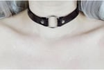 Siyah Deri Tasma Halka 35 cm Choker Bayan Kolye Takı Aksesuar