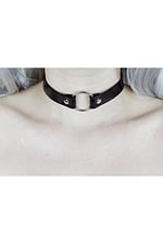 Siyah Deri Tasma Halka 35 cm Choker Bayan Kolye Takı Aksesuar