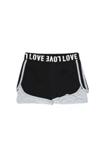 SİYAH-GRİ Kız Çocuk Love Yazılı Lastikli İkili Şort