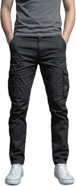 Siyah Kargo Pantolon - Likralı Pamuklu Gabardin Kumaş Erkek Kargo Pantolon - Outdoor Pantolon