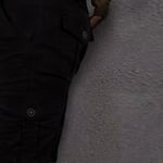 Siyah Kargo Pantolon - Likralı Pamuklu Gabardin Kumaş Erkek Kargo Pantolon - Outdoor Pantolon