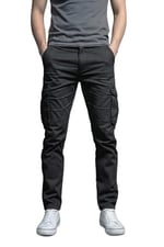 Siyah Kargo Pantolon - Likralı Pamuklu Gabardin Kumaş Erkek Kargo Pantolon - Outdoor Pantolon