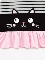 Siyah Kedi Kız Çocuk Elbise