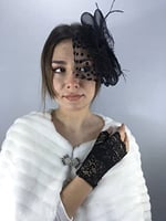 Siyah Kısa Gelin Eldiveni Ve Puantiyeli Vualet Takımı