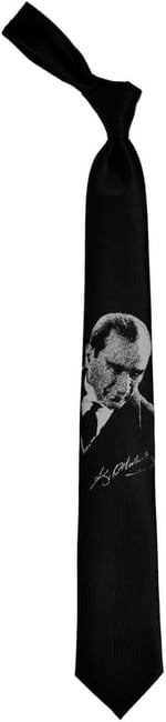 Siyah M.Kemal Atatürk Dokuma Kravat