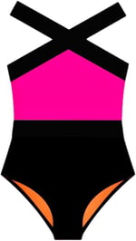 SİYAH-NEON PEMBE KIZ ÇOCUK MAYO DB200703CM