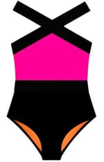 SİYAH-NEON PEMBE KIZ ÇOCUK MAYO DB200703CM
