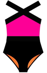 SİYAH-NEON PEMBE KIZ ÇOCUK MAYO DB200703CM
