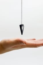 Siyah Obsidyen Doğal Taşı Black Obsidian Pandül Sarkaç Siyah