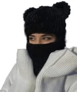 Siyah Puffy Bere, Maske, El örgüsü Balaklava