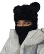 Siyah Puffy Bere, Maske, El örgüsü Balaklava