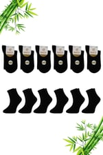 Siyah Renk Premium Dikişsiz Kadın Bambu Soket 6'lı Set