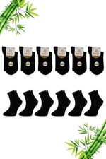 Siyah Renk Premium Dikişsiz Kadın Bambu Soket 6'lı Set