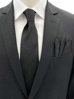Siyah Şal Desen Kravat Mendil Set