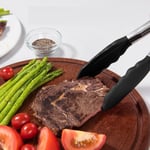 Siyah Silikon Uçlu Mutfak Maşası - 23 cm, Asma kilit sistemli paslanmaz çelik sap, Kolay Kavrama, Mangal, Salata, Makarna, Barbekü, Kamp için Uygun