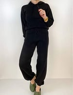 Siyah Triko Bluz Jogger Pantolon Takım