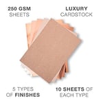 Sizzix Rose Gold Surfacez Zengin Kart Stoğu, 20x29 cm, 50'li Paket