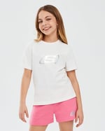 Skechers Essential G Short Sleeve T-Shirt Kız Çocuk Gs Kırık Beyaz Tshirt