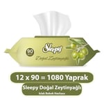 SLEEPY Doğal Zeytinyağlı Islak Bebek Havlusu 12x90 (1080 Yaprak)