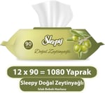 SLEEPY Doğal Zeytinyağlı Islak Bebek Havlusu 12x90 (1080 Yaprak)