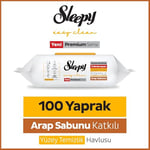 Sleepy Easy Clean Premium Arap Sabunu Katkılı Yüzey Temizlik Havlusu Mendili 100 Yaprak