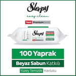 Sleepy Easy Clean Premium Beyaz Sabun Katkılı Yüzey Temizlik Havlusu Mendili 100 Yaprak