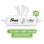 Sleepy Natural Yenidoğan Islak Bebek Bakım Havlusu 12 x 90 (1080 Yaprak)
