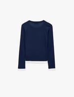 Slim Fit Renk Kontrastlı Katmanlı Uzun Kollu Bisiklet Yaka Tişört - Bedenler: M, L