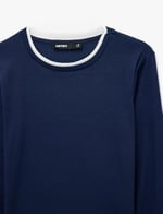 Slim Fit Renk Kontrastlı Katmanlı Uzun Kollu Bisiklet Yaka Tişört - Bedenler: M, L