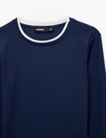 Slim Fit Renk Kontrastlı Katmanlı Uzun Kollu Bisiklet Yaka Tişört - Bedenler: M, L