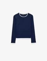 Slim Fit Renk Kontrastlı Katmanlı Uzun Kollu Bisiklet Yaka Tişört - Bedenler: M, L