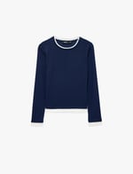 Slim Fit Renk Kontrastlı Katmanlı Uzun Kollu Bisiklet Yaka Tişört - Bedenler: M, L