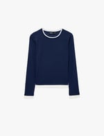 Slim Fit Renk Kontrastlı Katmanlı Uzun Kollu Bisiklet Yaka Tişört - Bedenler: M, L
