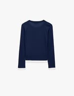 Slim Fit Renk Kontrastlı Katmanlı Uzun Kollu Bisiklet Yaka Tişört - Bedenler: M, L