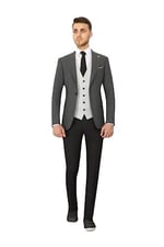 SLIMFIT BIRDEYE YELEKLI KOMBIN TAKIM ELBISE SİYAH