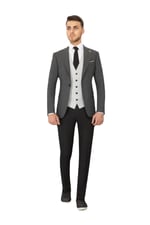 SLIMFIT BIRDEYE YELEKLI KOMBIN TAKIM ELBISE SİYAH