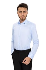 SLIMFIT DUZ GOMLEK MAVİ